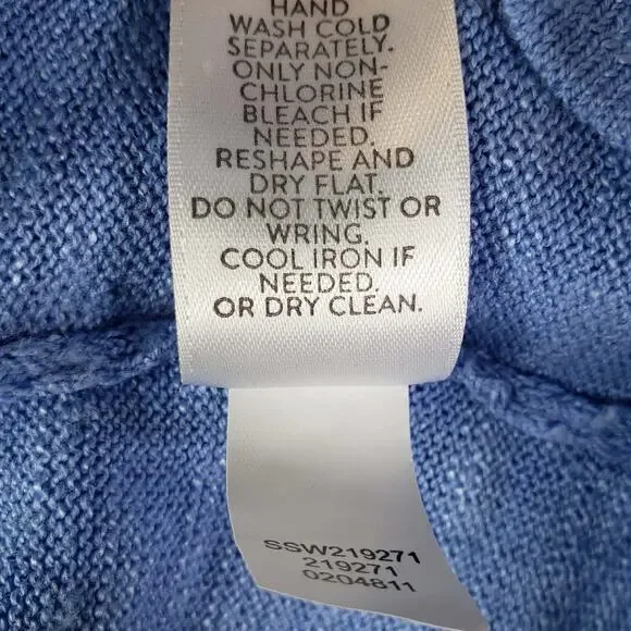 J Jill Sweater Blue Pullover Cotton Wool Silk Womens Size Large Cotton Linen - Picture 6 of 8